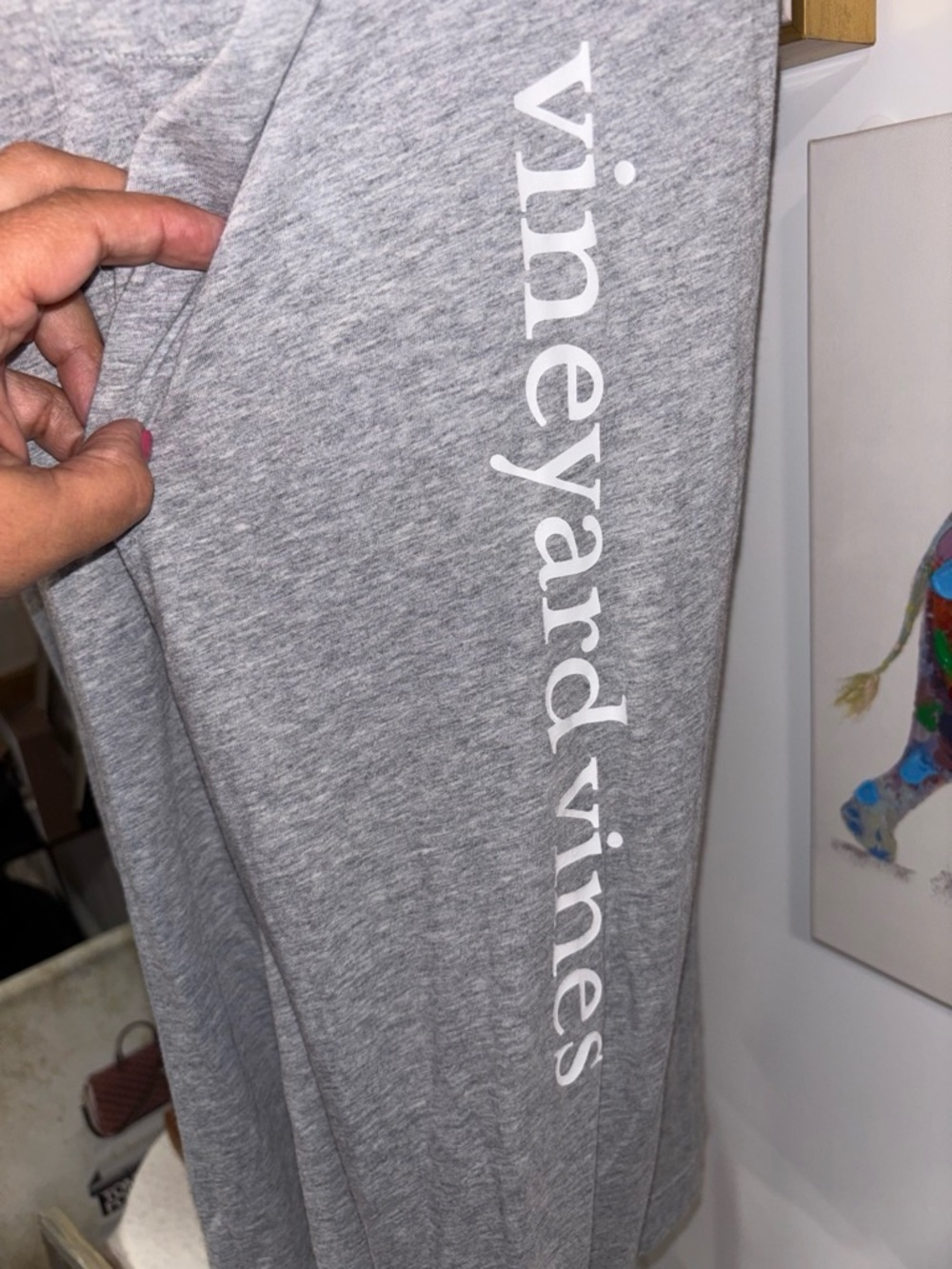 Vineyard Vines Light Gray Long Sleeve Hooded Pocket Tee with Whale Logo - Picture 3 of 6